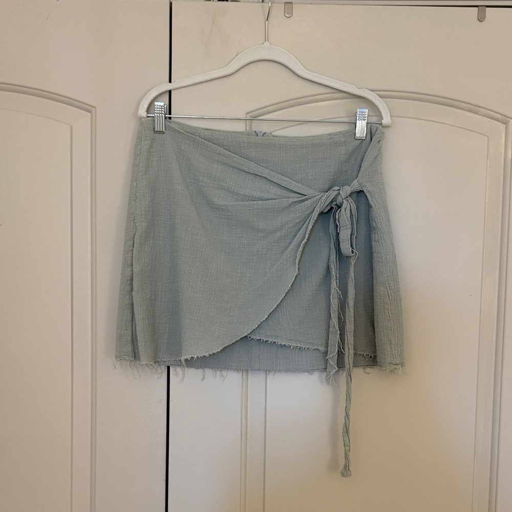 Showpo Light Blue Mini Wrap Skirt